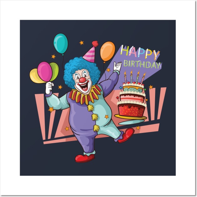 Happy birthday Clown Wall Art by Mako Design 
